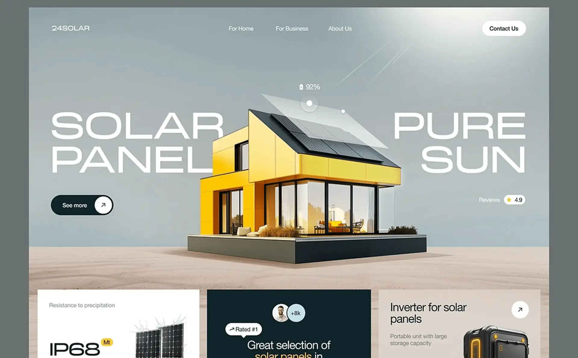 image of a solar company website