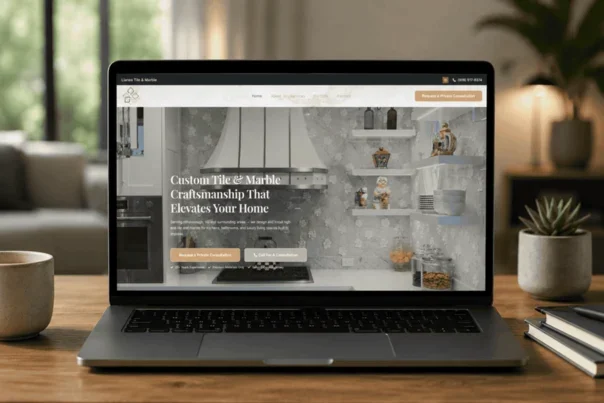 Websites designed by Maxella Web Designs displayed on laptop.